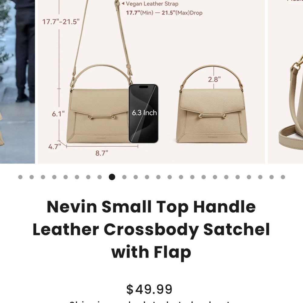 BOSTANTEN Nevin Small Top-Handle Crossbody Satchel in Beige - Picture 3 of 8